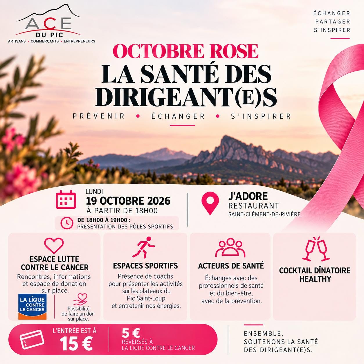 Affiche : Octobre Rose : la santé des dirigeant(e)s